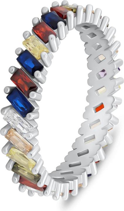 Productafbeelding Brilio Zilver - Unieke zilveren ring met gekleurde zirkonia's RI129W - Circuit: 54 mm (54, Zilver 925)