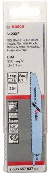 Produktbild Bosch Professional Zubehör Säbelsägeblatt S 123 XF Progressor for Metal, 25er-Pack