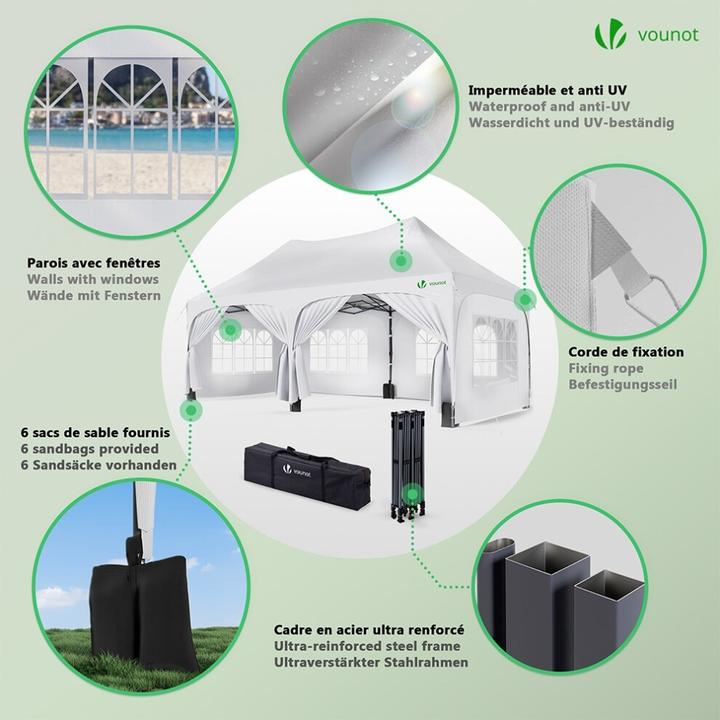 Actual product image Vounot Waterproof Pavilion with Side Walls (600 cm, 300 cm)