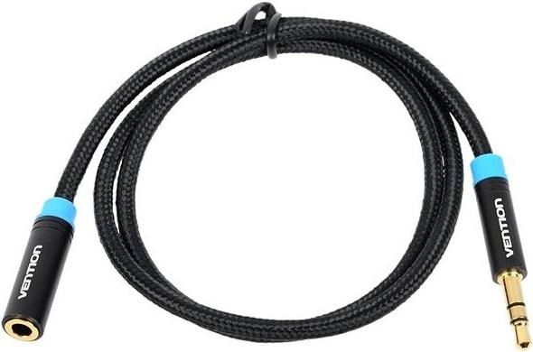 Produktbild Vention Cotton Braided 3,5mm VerlÃ¤ngerungskabel, schwarz - 5m (5 m, Verlängerung)