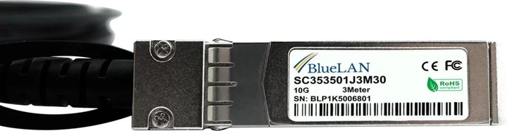 Actual product image BlueLAN Force10 CBL-10GSFP-DAC-2M compatible DAC SFP+ SC353501J2M30