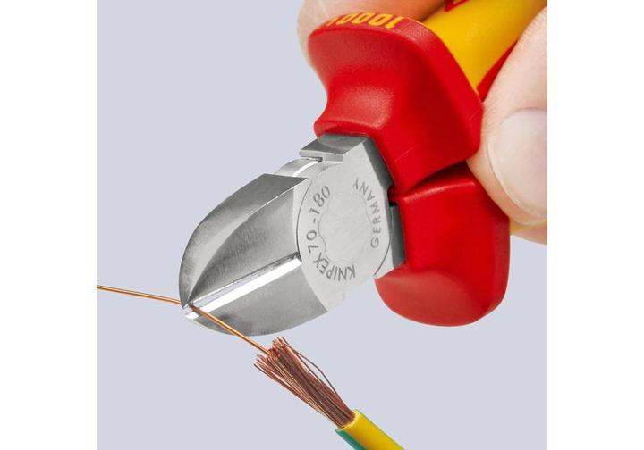 Productafbeelding Knipex Diagonaalscharen DIN ISO 5749 L.180mm VDE met afschuining verchroomd 2comp. hulzen (180 mm)