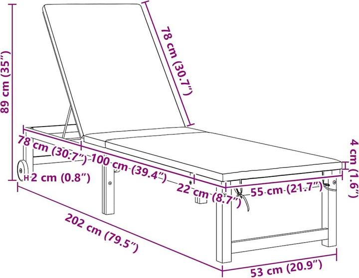 Immagine prodotto vidaXL Sonnenliege (202 cm)