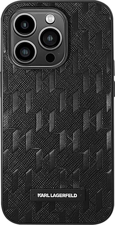 Actual product image Karl Lagerfeld Saffiano Mono Metal Logo - iPhone 14 Pro case (czarny) (Apple iPhone 14 Pro)