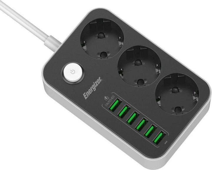 Produktbild Energizer Steckdosenleiste mit EPB2500W00EU Schalter (3 x, USB-A, 2 m)