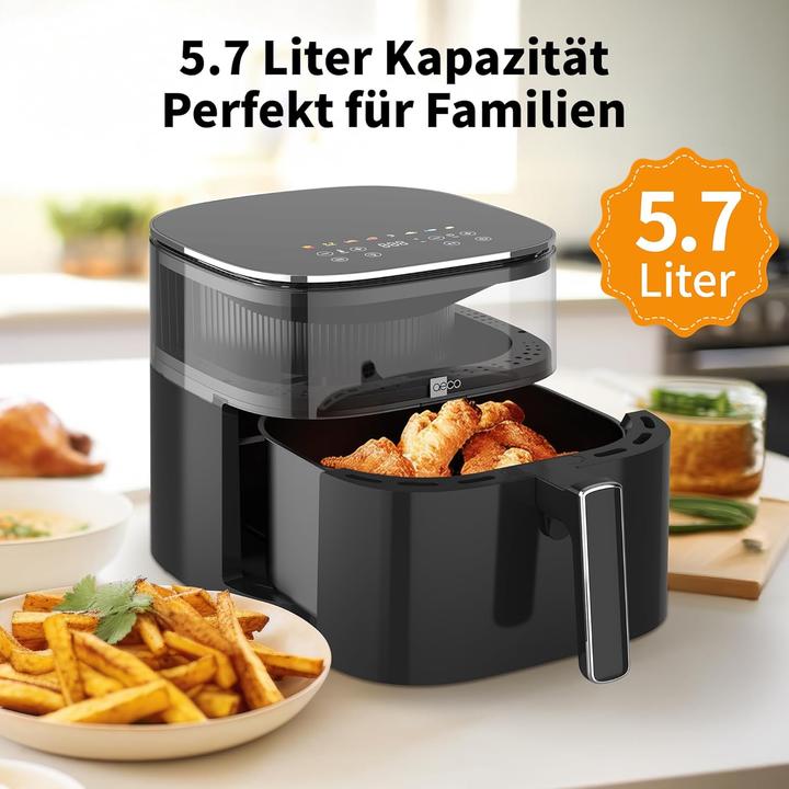 Produktbild No Name aeco TOUCH Heissluft-Fritteuse 1700 W Timerfunktion, Antihaftbeschichtung Schwarz