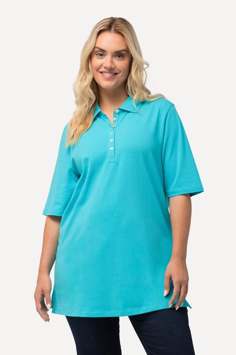Immagine prodotto Ulla Popken Maglia polo in piqué con abbottonatura con nastro di velluto e mezze maniche (50, 52)