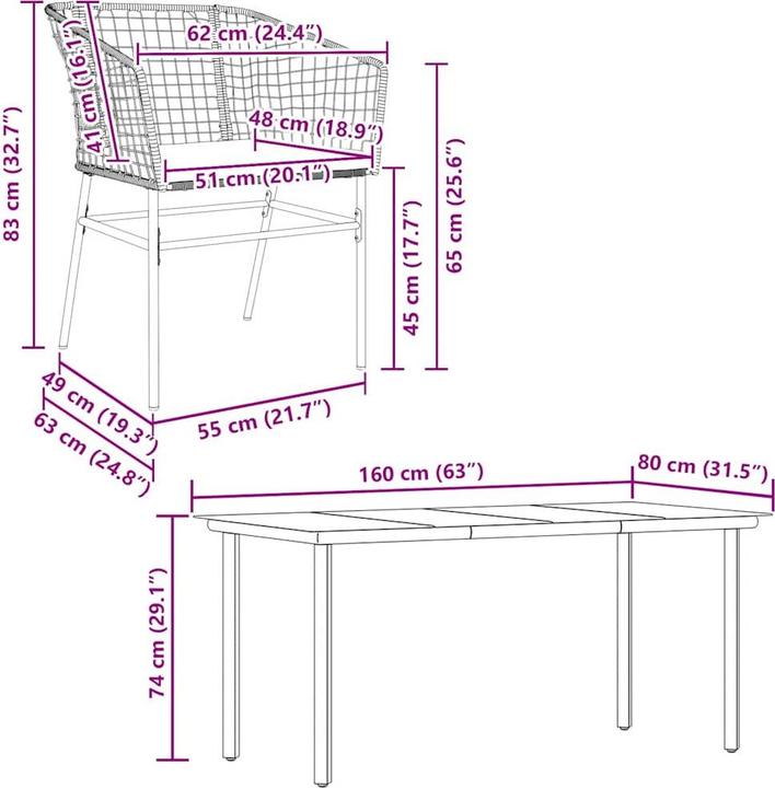 Actual product image vidaXL Garden dining set (160 cm)