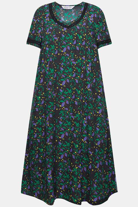 Produktbild Miamoda Maxikleid, A-Linie, Blättermuster, Halbarm (46)