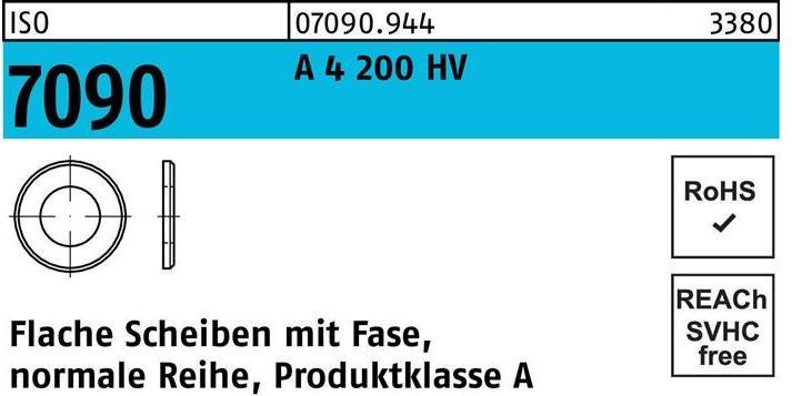 Actual product image Washer ISO 7090 w.chamfer 6 A 4 200 HV