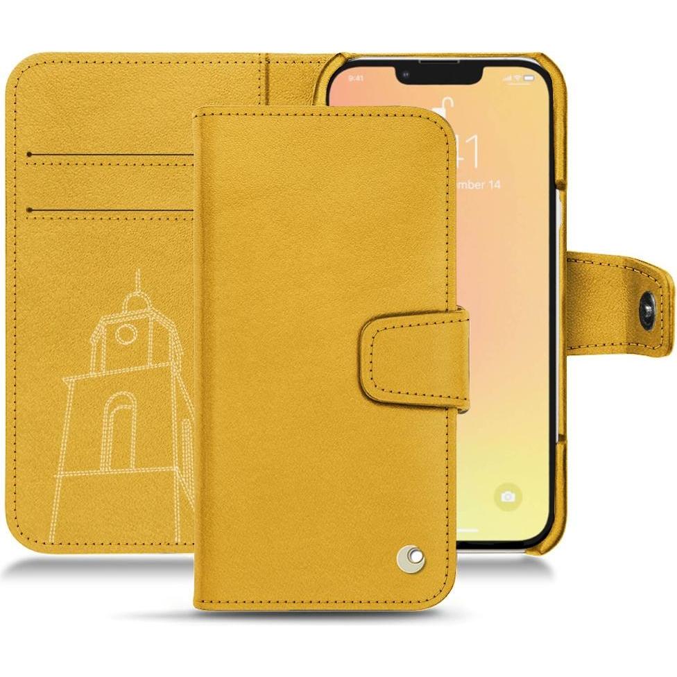 Noreve Lederschutzhülle Wallet (Apple iPhone 13), Smartphone Hülle, Gelb