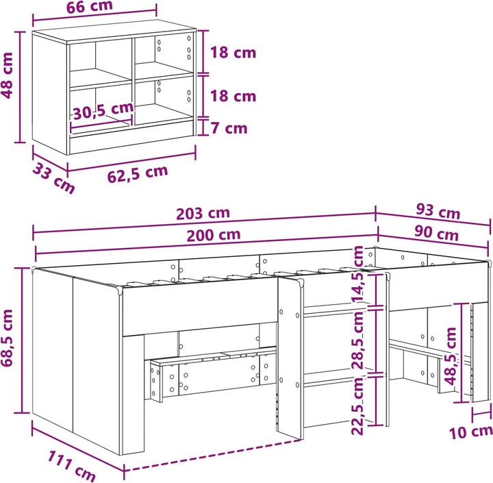 Produktbild vidaXL Loft Bett (90 x 200 cm)
