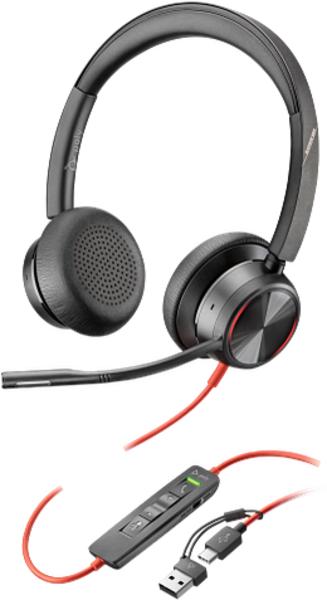 Actual product image Poly Blackwire 8225 + USB-C/A-Adapter (Cable, USB-C, Zoom)