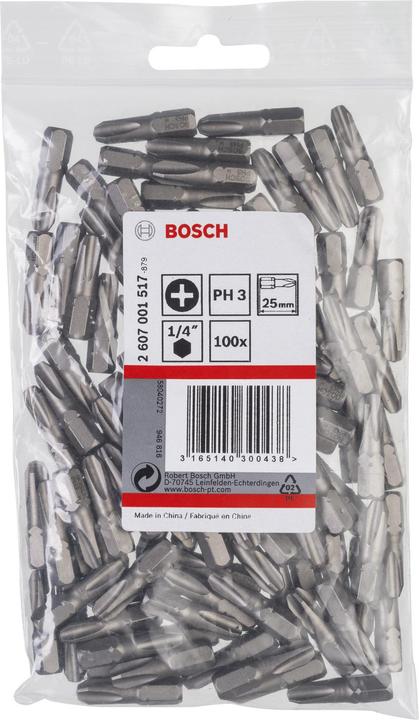 Actual product image Bosch Professional Zubehör Screwdriver bit extra hard PH 3, 25 mm, 100-pack (Cross Phillips PH M3)