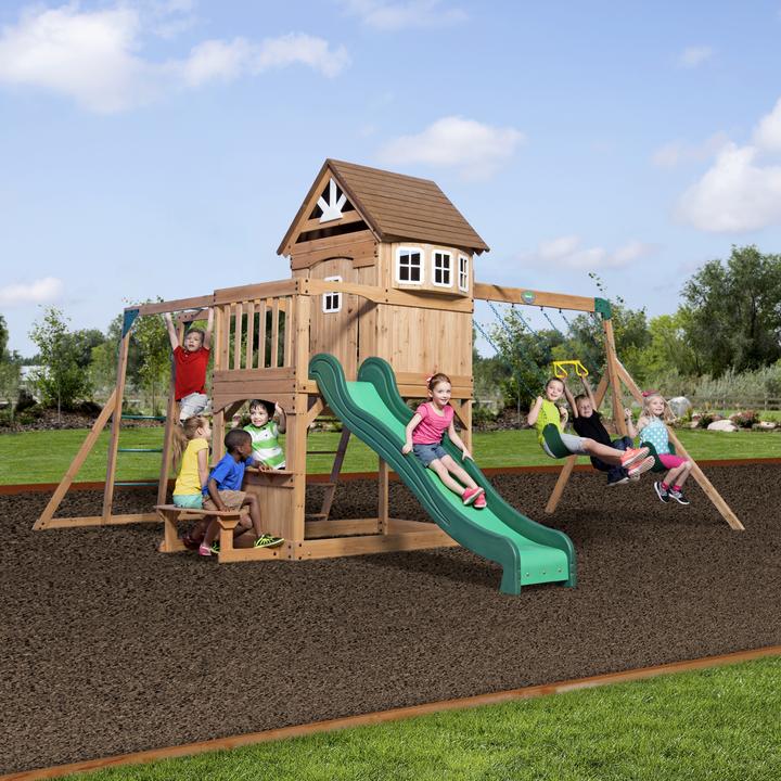 Actual product image Backyard Discovery Montpelier Play Tower with Swings, Slide and Climbing Frame