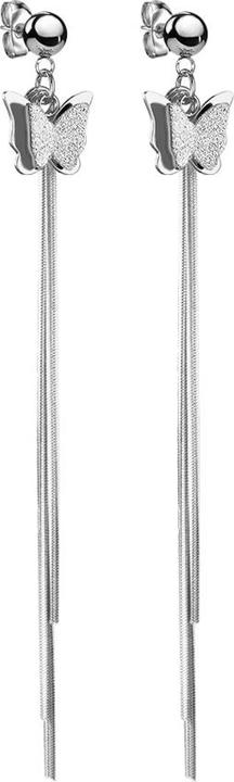 Immagine prodotto Star Piercing Orecchini a perno in argento con farfalla pendente a forma di palla e catena (senza ottone, Acciaio chirurgico 316L)