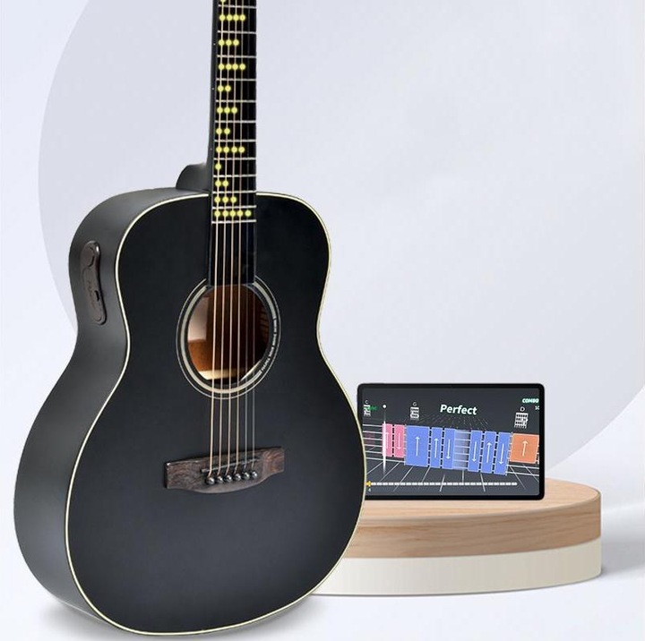Immagine prodotto Popu Music Chitarra acustica Poputar T2 (Chitarra occidentale, Palissandro (materiale del ponte), Abete rosso (parte superiore), Mogano (materiale posteriore), Mogano (materiale laterale), Acrilonitrile butadiene stirene (ABS) (materiale della tastiera))