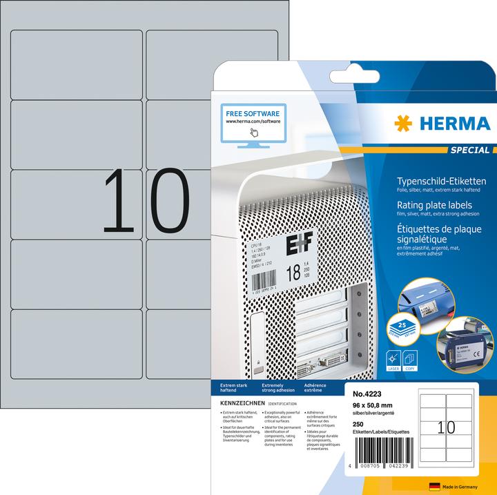 Produktbild HERMA Typenschild Etiketten A4