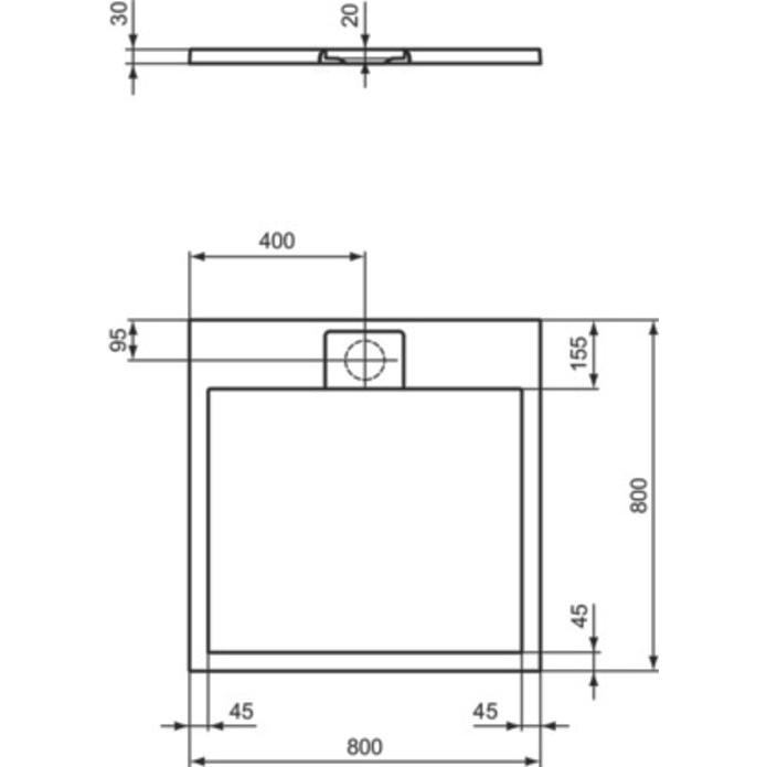 Thumbnail - Ideal Standard, Duschwanne, Ultra Flat S i.life Quadrat-Brausewanne, 800x800x30mm, T5229