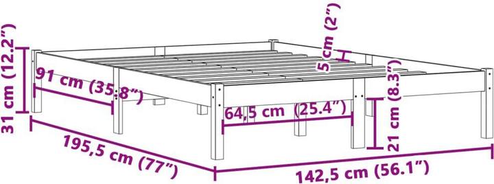 Actual product image vidaXL Bett ohne Matratze Kiefer (137 x 190 cm)