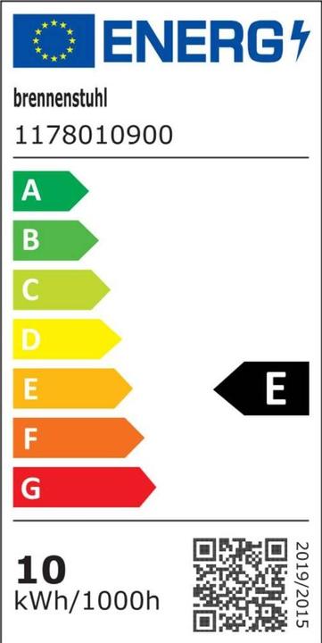 Energie-Label Brennenstuhl LED Strahler AL 1050 (10W, 1010lm, 3000K, IP44, LED Fluter zur Wandmontage mit warmweissem Licht) (1010 lm)