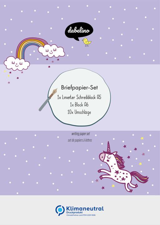 Produktbild Dabelino Liniertes Briefpapier-Set für Kinder: Einhorn (für Mädchen, rosa, lila) (1 Stk.)