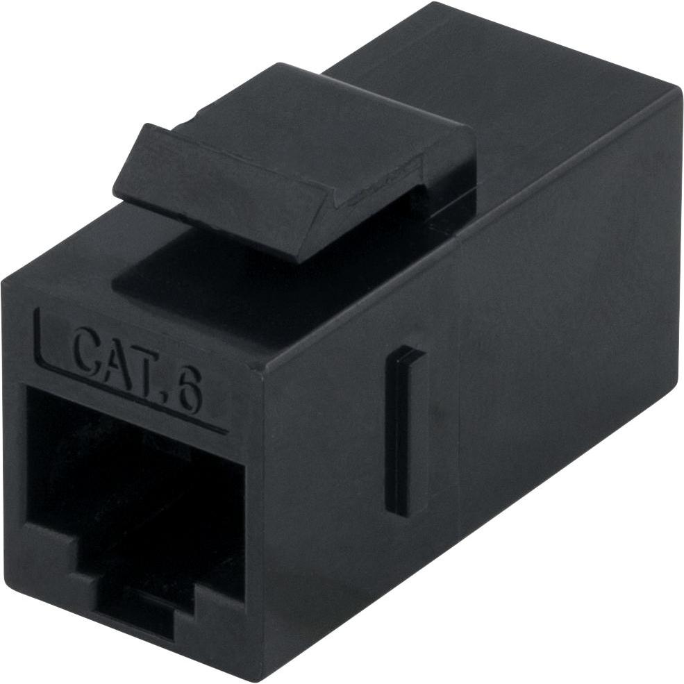 Deltaco Cat6 Keystone-skarv oskärmat 2xRJ45 plast 180 svart, Cavo di alimentazione, Nero
