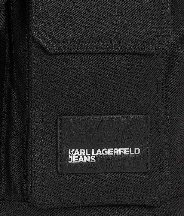 Actual product image Karl Lagerfeld Utility Coated Denim Backpack with Adjustable Straps