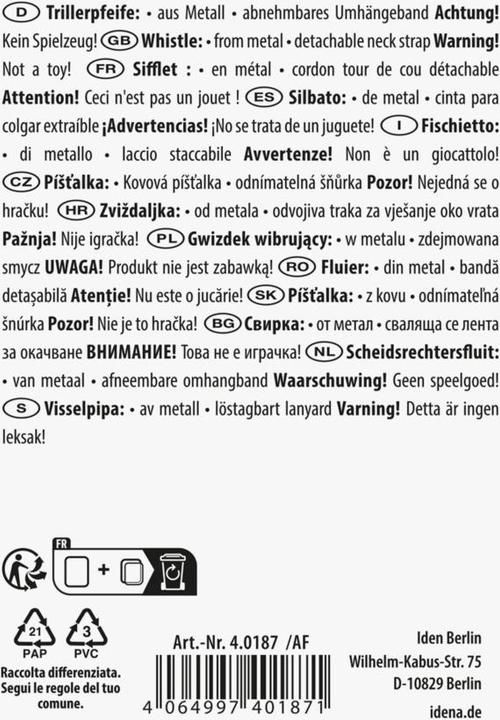 Produktbild Idena Trillerpfeife aus Metall