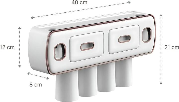 Produktbild Hermex Multifunktionaler Zahnbürstenhalter mit Schublade Zahnpastaspender Set