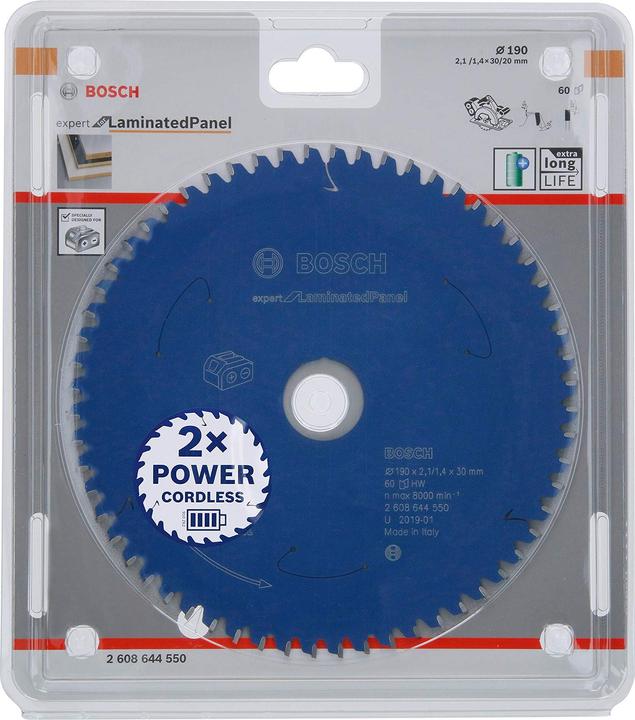 Productafbeelding Bosch Professional Zubehör Cirkelzaagblad Expert voor gelamineerde platen, 190 x 2,1/1,4 x 30, 60 tanden