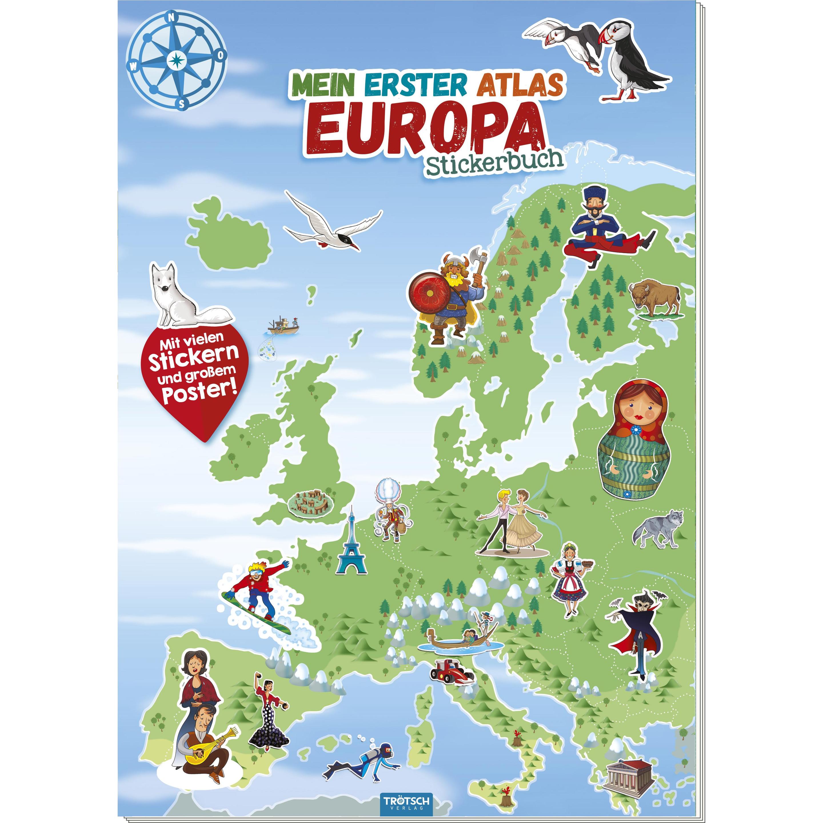 Trötsch, Sticker, Stickerbuch mein erster Atlas Europa
