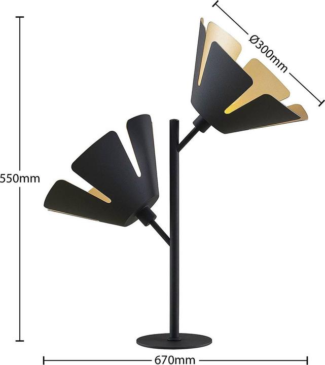 Image du produit Lucande Jemmily 2 lampe de table Black/Gold (E14)