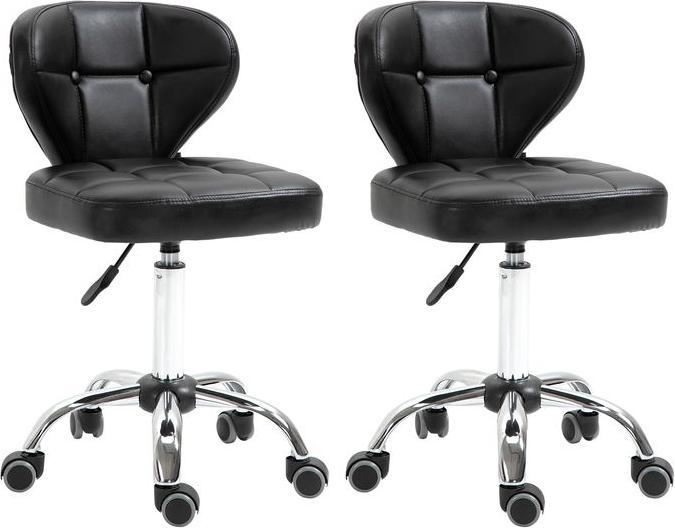 Immagine prodotto Swisshandel24 Set di 2 sgabelli con rotelle e schienale girevole, regolabili in altezza 45 x 47 x 72-87 cm