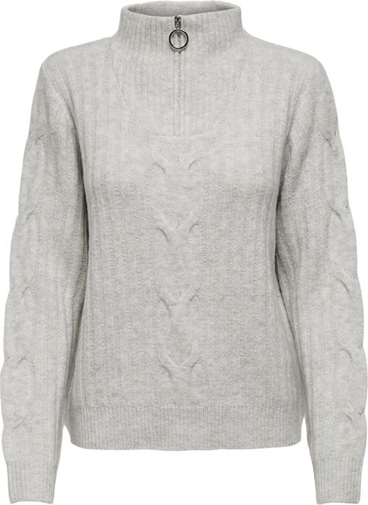 JdY Pull en maille torsadée avec fermeture éclair