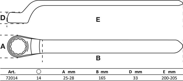 Actual product image BGS VDE Single End Ring Spanner deep offset end 14 mm (14 mm)