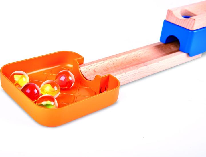 Immagine prodotto Hape Pista di marmo a due corsie con domino