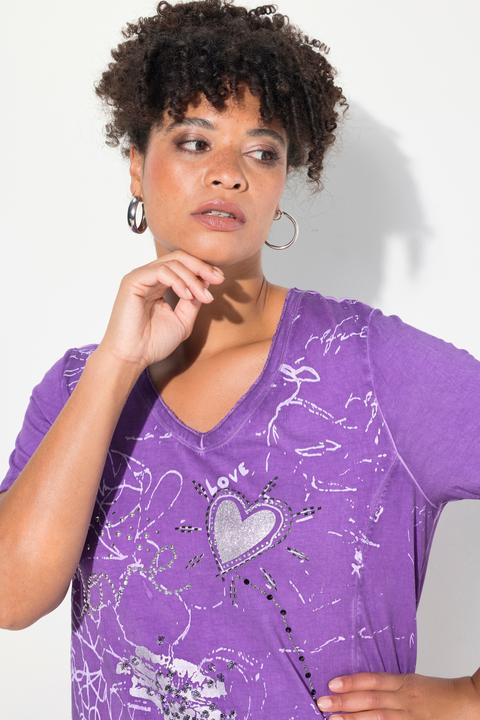 Actual product image Miamoda Cold-Dyed Half-Sleeve V-Neck Decorative Print T-Shirt (48)