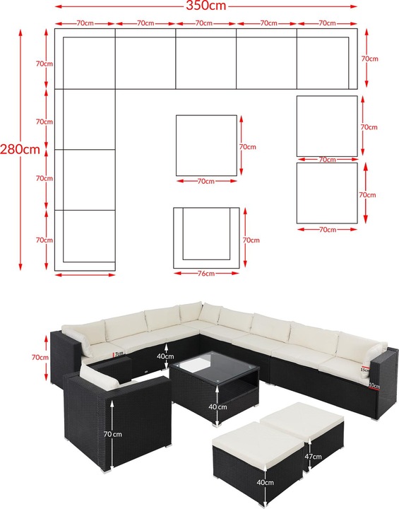 Actual product image Casaria Poly Rattan Lounge Set