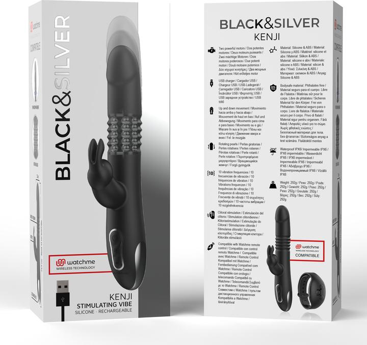 Actual product image Black&Silver Kenji Stimulating Vibe Watchme Wireless Technology Compatible