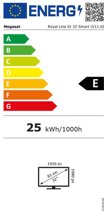 Energie-Label Megasat TV Royal Line IV 32 Smart, 12 / 24 / 230 Volt (32", LED)