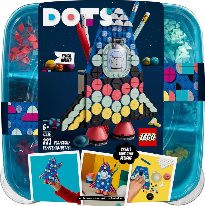 Produktbild LEGO Raketen Stiftehalter (41936, LEGO Dots)