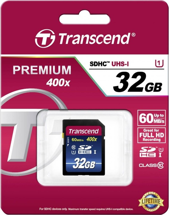 Actual product image Transcend Premium 400x (32 GB, SDHC, U1, UHS-I)