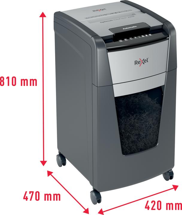 Immagine prodotto Rexel Distruggitrice Optimum AutoFeed+ 225M Micro cut 2 x 15 mm 60 l Numero di fogli (max.): 225 Sicura (Microtaglio)
