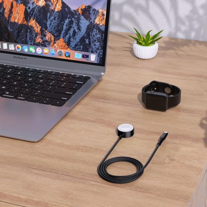 Produktbild Choetech T319 MFI 5W kabelloses Ladegerät für Apple Watch + USB-C-Kabel – Schwarz (5 W)