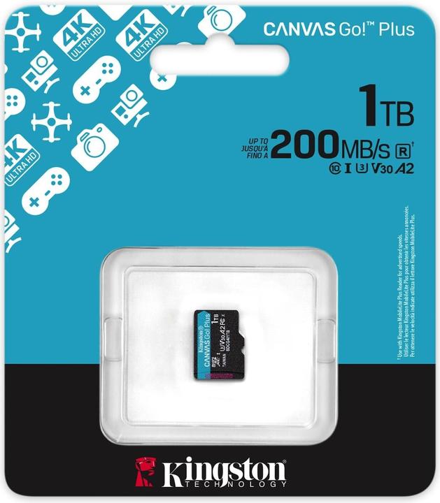 Produktbild Kingston Card Canvas Go Plus MicroSD 1TB (1000 GB, microSDXC, U3, UHS-I)