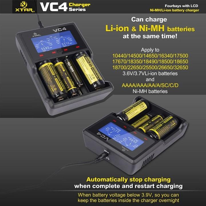 Actual product image AccuCell Panasonic 18650 Li-ion battery and 4X Li-ion fast charger (1 pcs., 18650, 3400 mAh, Battery + charger)