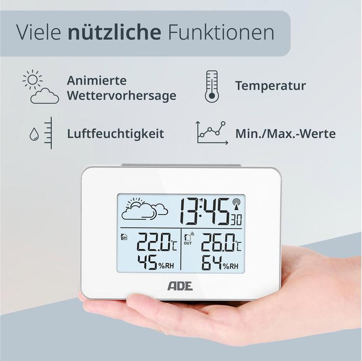Immagine prodotto ADE Wetterstation mit Funk-Aussensensor Weiss, Funktionen