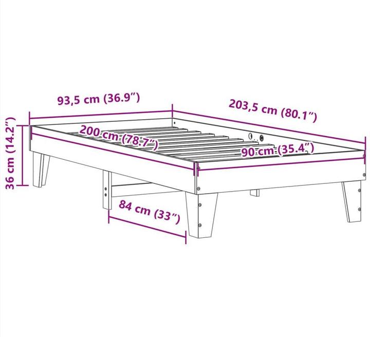 Actual product image vidaXL Bettgestell (90 x 200 cm)