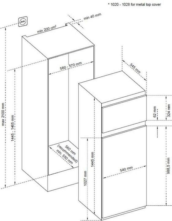Actual product image Sharp SJ-TE210T0XD-EU Built-in fridge-freezer fixed door (210 l)